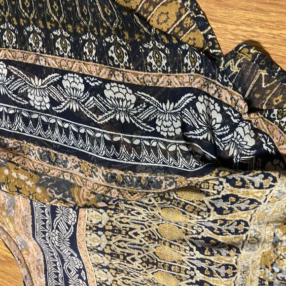 LUCKY BRAND Women's Blouse Top Boho Peasant Mixed Print Flutter Sleeve S - Picture 4 of 12